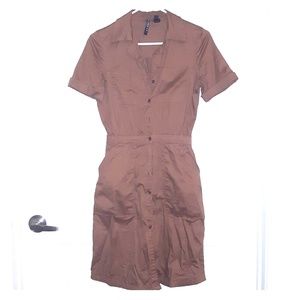 Tan button down dress with pockets